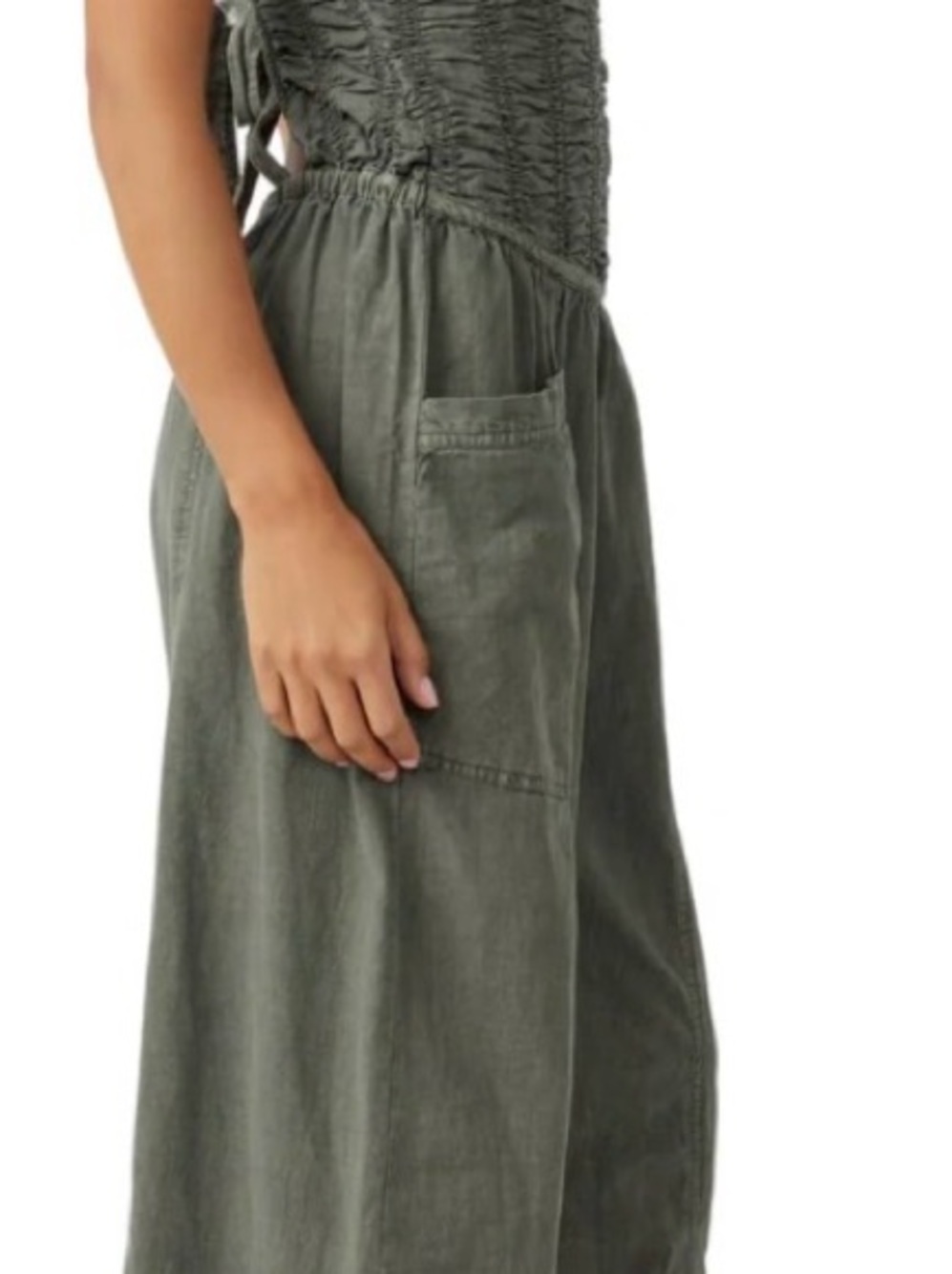 🆕Bnwt Free People After All Ruched One Piece Smocked Wide-Leg jumpsuit - Picture 5 of 10